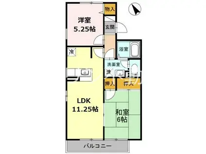 モービルガーデン山田 壱番館(2DK/1階)の間取り写真