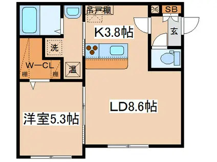 キュアラ(1LDK/1階)の間取り写真
