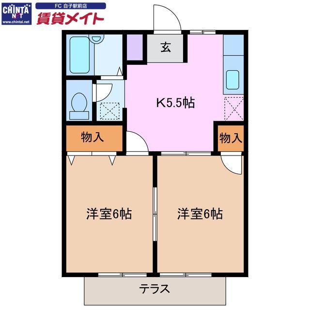 パレスインビレッヂ(2K/1階)の間取り写真