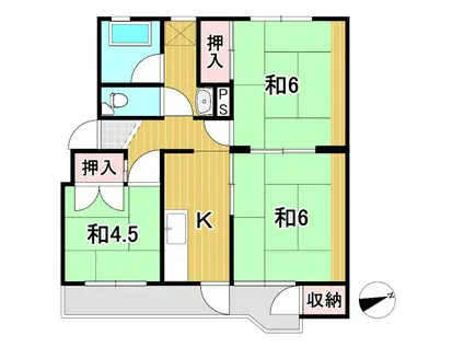 トビタハイツ(3K/4階)の間取り写真
