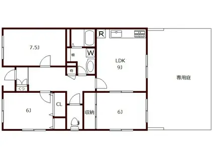 ヴィク駒沢(3LDK/1階)の間取り写真