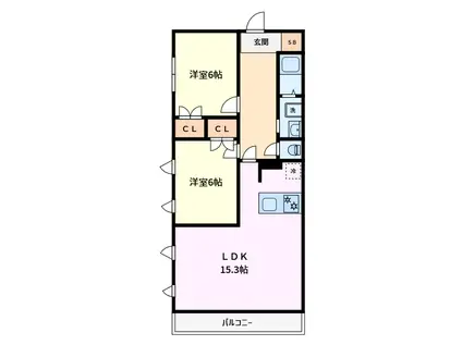 レジデンスソレイユ(2LDK/3階)の間取り写真