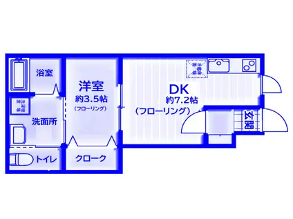 ユーオディア(1DK/1階)の間取り写真