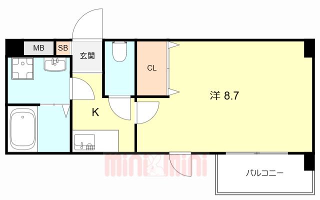 シエテ南塚口(1K/4階)の間取り写真