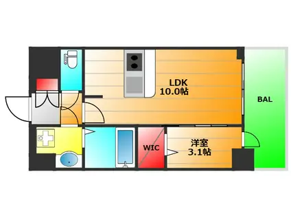 ミラージュパレス大阪ドームプロスパー(1LDK/2階)の間取り写真