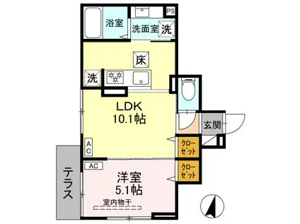 セレスティア上十条(1LDK/1階)の間取り写真