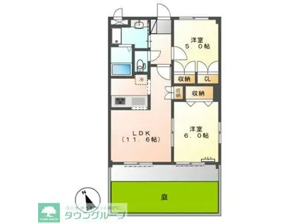 シャイニングIN青葉(2LDK/1階)の間取り写真