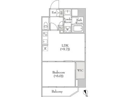 ルミークアン北上野 200(1LDK/7階)の間取り写真