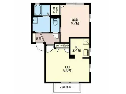 ストーリア(1LDK/2階)の間取り写真