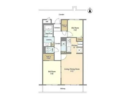 レスタ目黒(2LDK/1階)の間取り写真