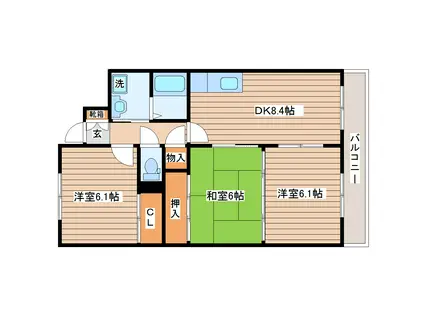 サニープレイスI(3DK/3階)の間取り写真