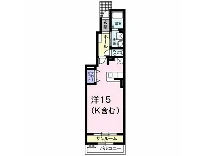 メゾン・コモド C(ワンルーム/1階)の間取り写真