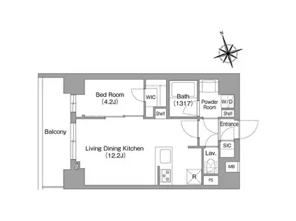 コンフォリア・リヴ八丁堀(1LDK/2階)の間取り写真