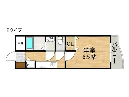ロンシャン(1K/4階)の間取り写真
