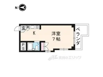 アメリカンハウス二条(1K/1階)の間取り写真