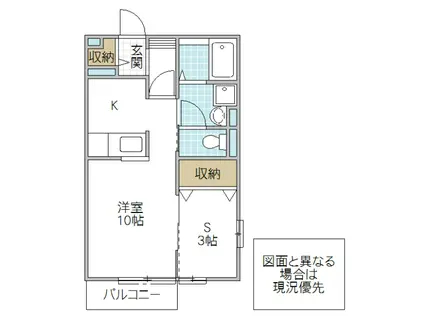グランアズール(1SK/2階)の間取り写真