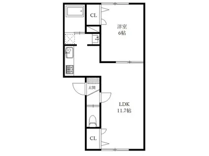 SHAPANI(1LDK/1階)の間取り写真