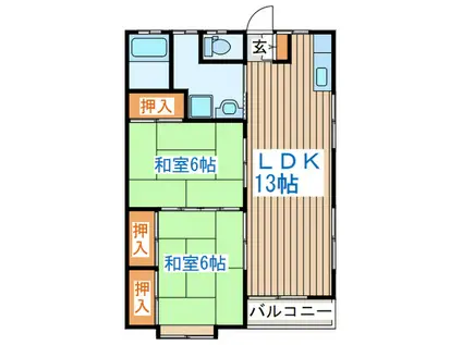 カーサ・シミズ(2LDK/2階)の間取り写真