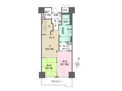 RICイーストコート11番街(2DK/18階)の間取り写真