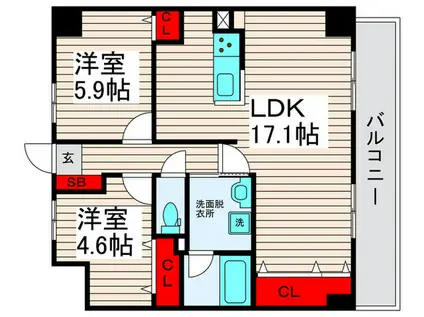 U COURT 西新井(2LDK/4階)の間取り写真