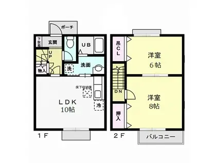 フォアサイト神峰(2LDK/1階)の間取り写真