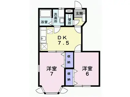 コルソプレッソA(2DK/1階)の間取り写真