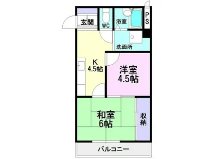 ヒルズ喜多山(2DK/2階)の間取り写真