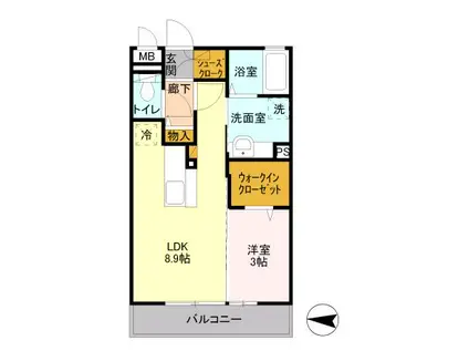 フォアール(1LDK/2階)の間取り写真