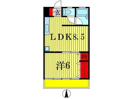 栄マンション(1LDK/3階)の間取り写真