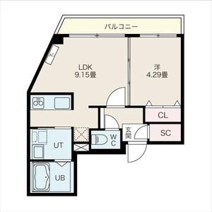 ヴェネーノ円山(1LDK/2階)の間取り写真