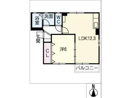 グリーンステージ大山 A(1LDK/2階)の間取り写真