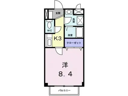 カーサエクセレンテ(1K/1階)の間取り写真