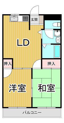 バンベールコート(2LDK/2階)の間取り写真