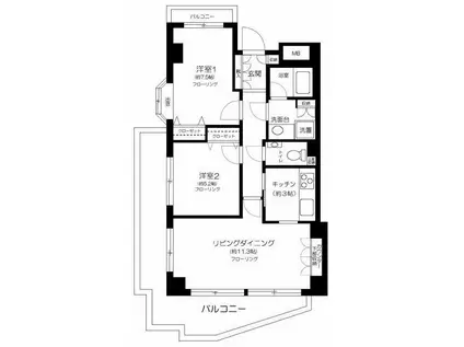 目黒青葉台グランドハイツ(2LDK/2階)の間取り写真