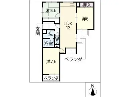 ロアール赤池(3LDK/1階)の間取り写真
