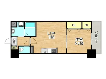 フェリオ(1LDK/5階)の間取り写真