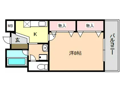 ジェンティールTATEISHI II(1K/3階)の間取り写真