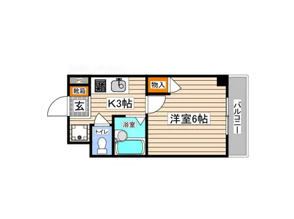 オリオリタウン(1K/4階)の間取り写真