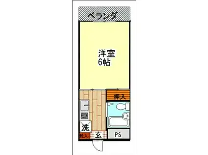 スカイハイム(ワンルーム/1階)の間取り写真