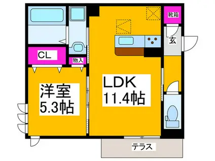 CLASHIST常磐町(1LDK/1階)の間取り写真