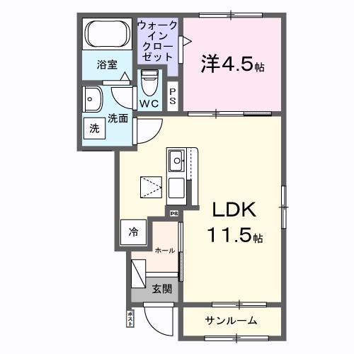LUXIA(1LDK/1階)の間取り写真