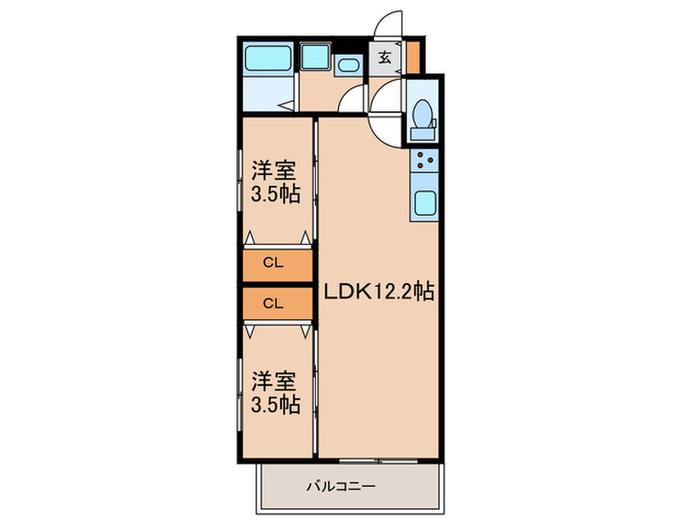 TIO SERENO(2LDK/2階)の間取り写真