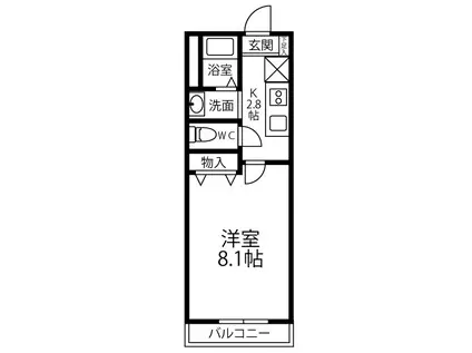 RYU-SEI(1K/2階)の間取り写真