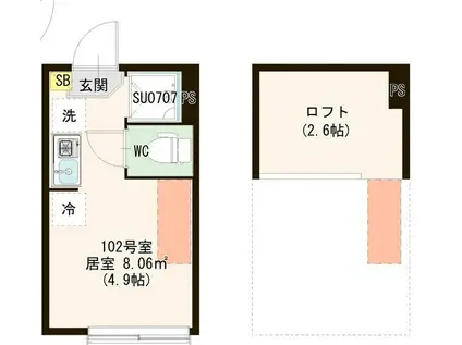 シースカイ平井(ワンルーム/1階)の間取り写真