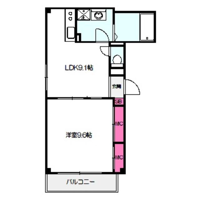 京橋オリエンタルキューブ(1LDK/1階)の間取り写真