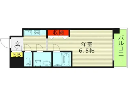 エスリードレジデンス都島シティフロント(1K/4階)の間取り写真