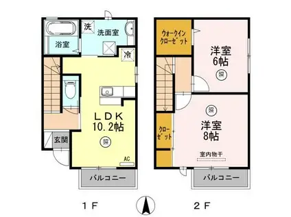 パティオヴィエントII(2LDK/1階)の間取り写真