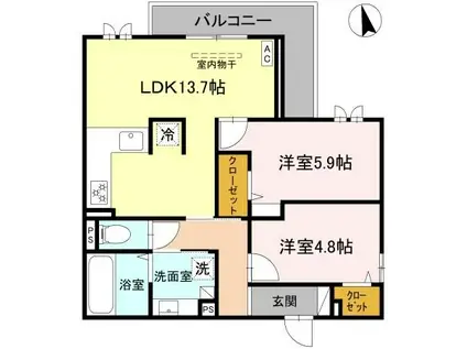 FIELD COURT(2LDK/3階)の間取り写真