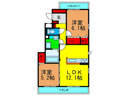 MAISON くらしろ(2LDK/2階)の間取り写真