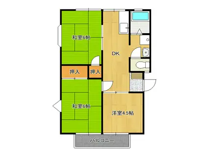 サンライフ横田B(3DK/2階)の間取り写真